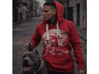 Dámská mikina Yakuza Premium Selection 3938 červená s kapucí