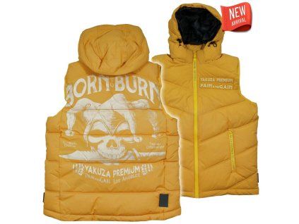Limitovaná pánská prošívaná vesta Yakuza Premium 3966 Born to Burn v zářivě žluté barvě