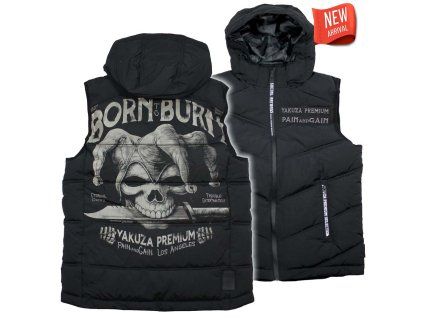 Limitovaná pánská prošívaná vesta Yakuza Premium 3966 Born to Burn v černé barvě