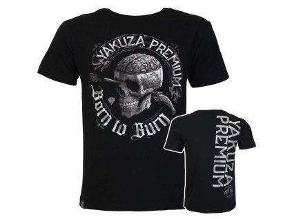 Pánské černé tričko Yakuza Premium YPS 4006 – Round Skull Print 7